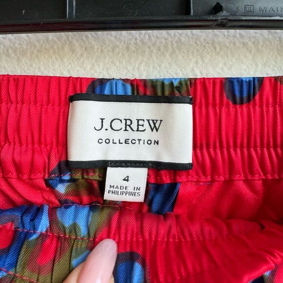 NWT J. Crew Collection SZ 4 Small Drapey Straight Leg Luxury Red Pants Floral - Picture 5 of 9